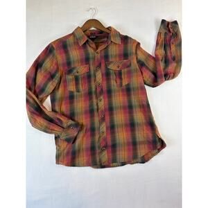 Sherpa UPF 50+ Flannel Button Down Metal Buttons Medium